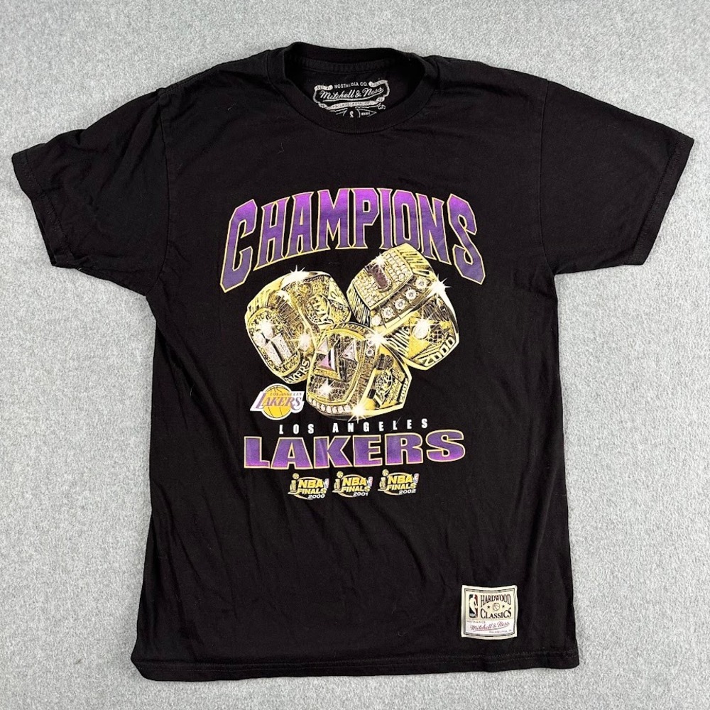 Y2K Los Angeles‎ Lakers Champions NBA Mitchell Ness Hardwood Men's Small T Shirt